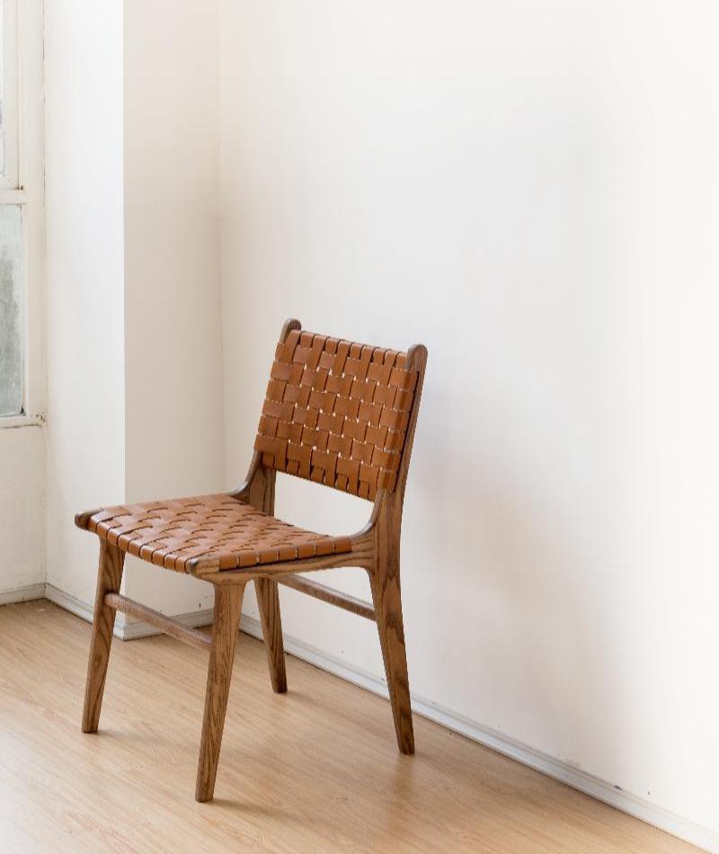 Block Leather Dining Chair / ブロックレザーダイニングチェア - YOLO