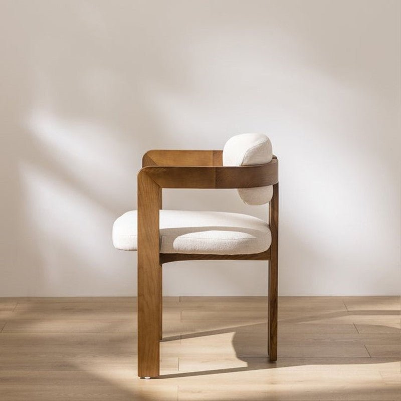 Curve Walnut Fabric Dining Chair / カーブウォルナットファブリックダイニングチェア - YOLO