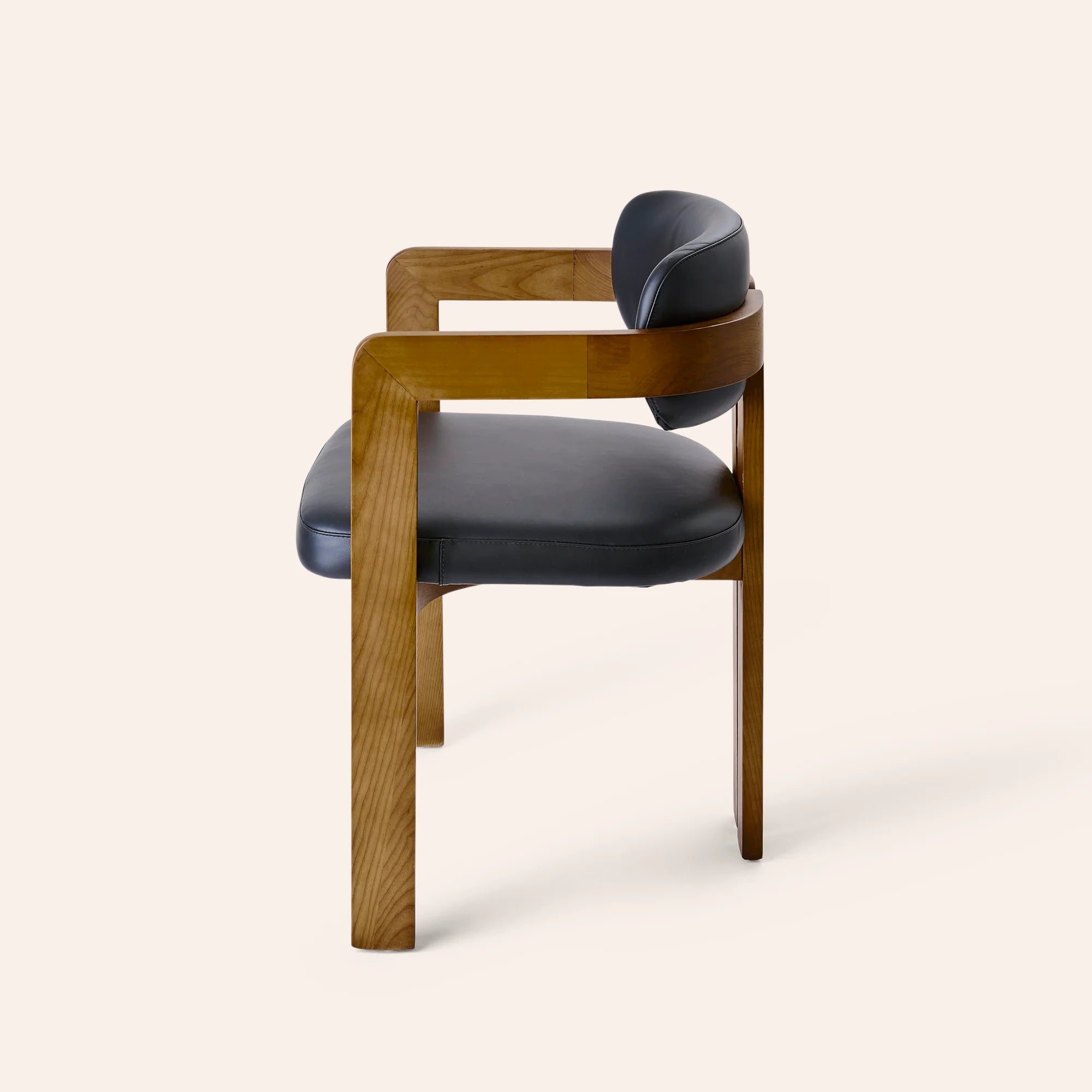 Curve Walnut Leather Dining Chair / カーブウォルナットレザーダイニングチェア - YOLO