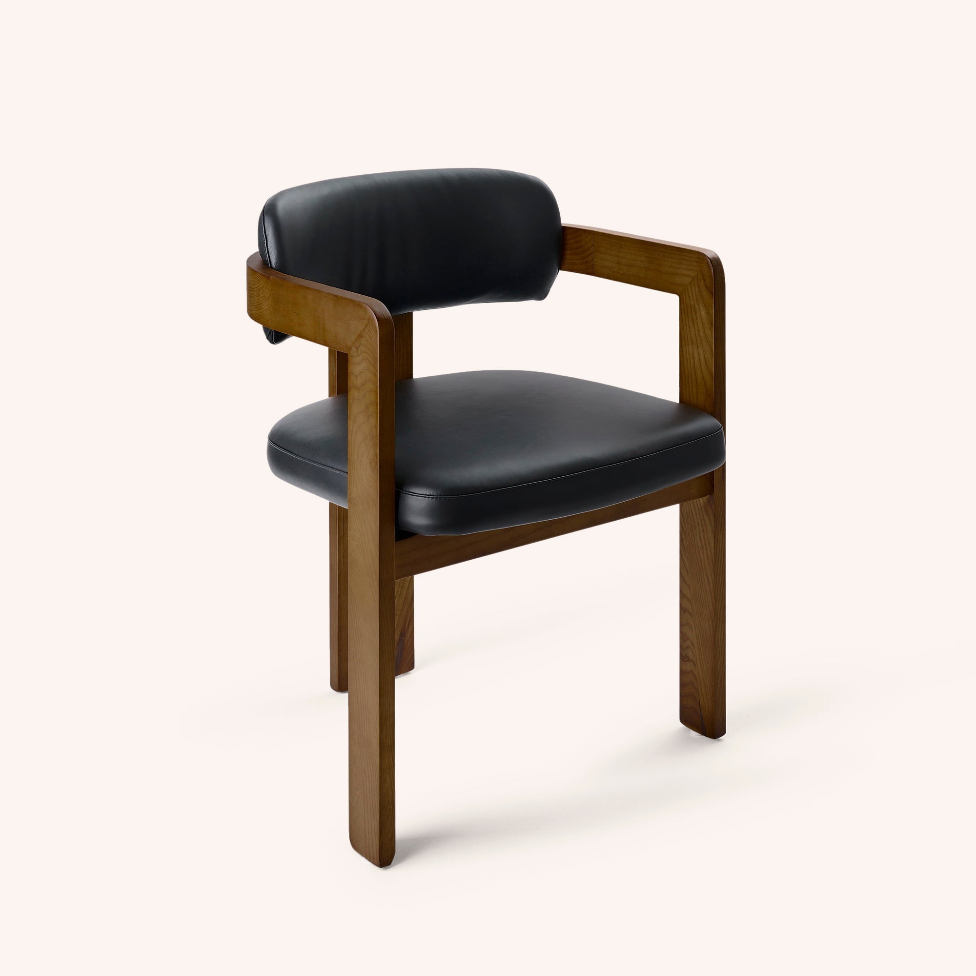 Curve Walnut Leather Dining Chair / カーブウォルナットレザーダイニングチェア - YOLO