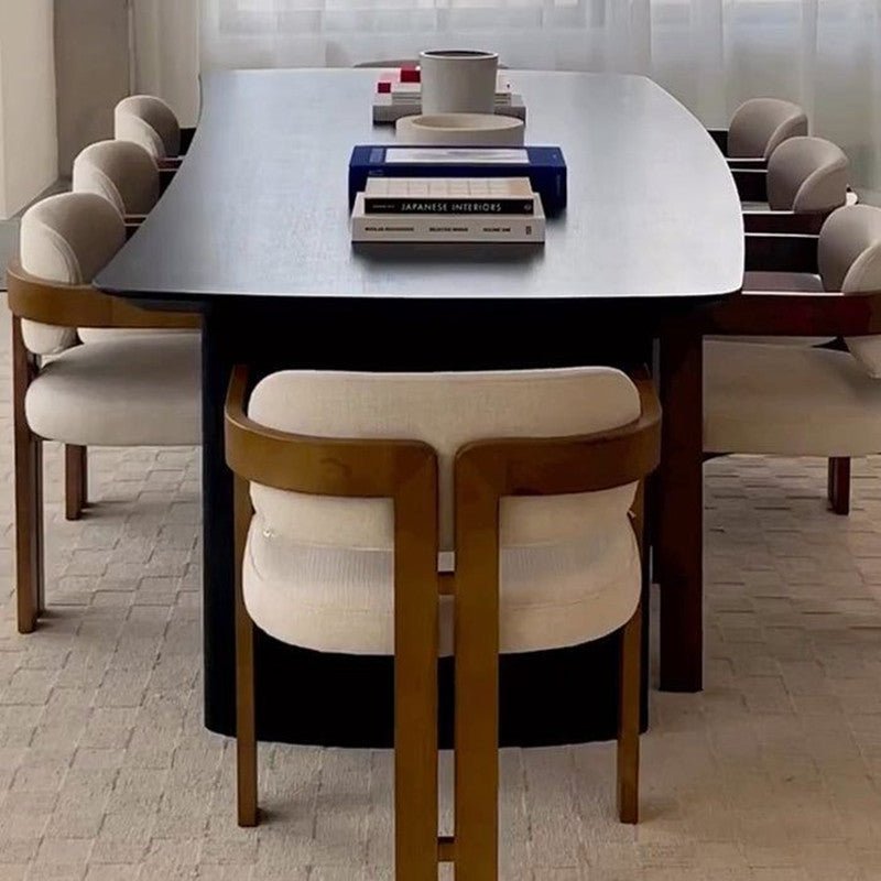 Curve Walnut Fabric Dining Chair / カーブウォルナットファブリックダイニングチェア - YOLO